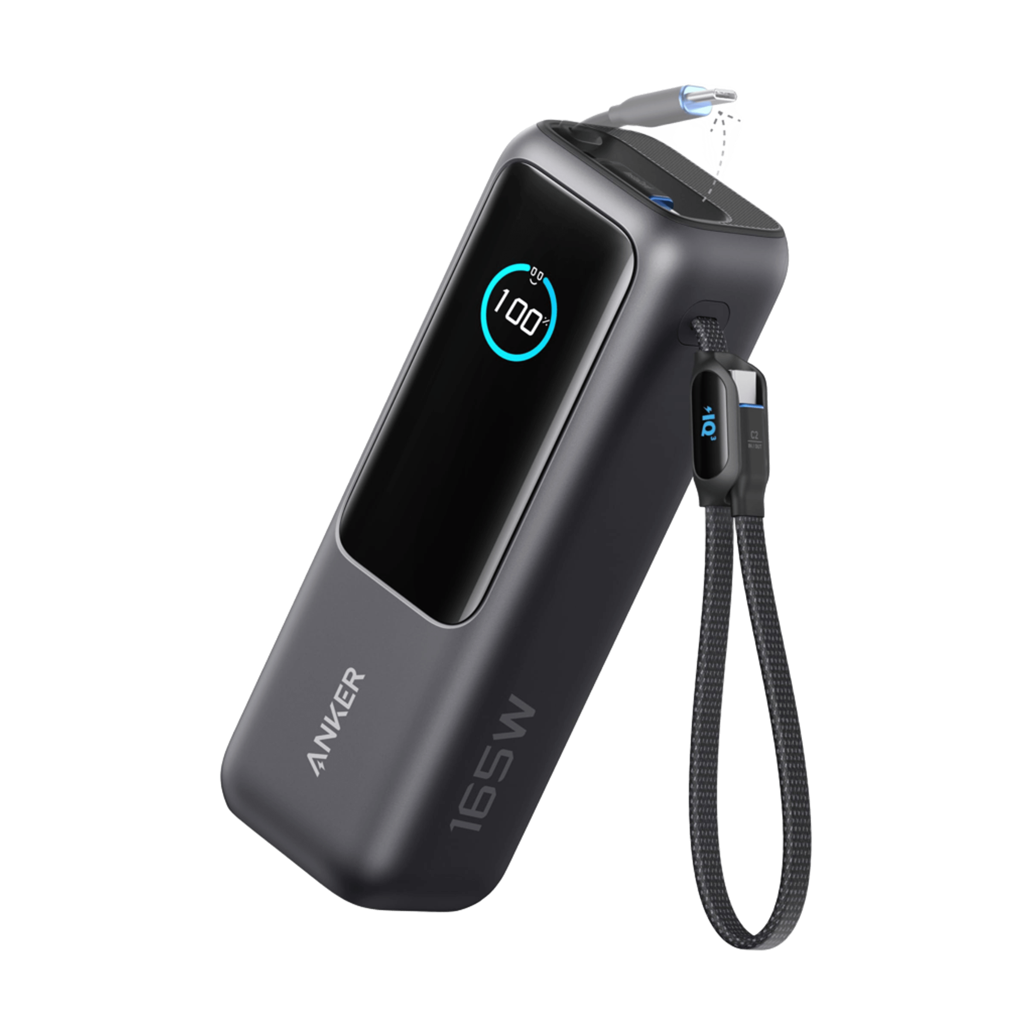 A1695-den Pin Dự Phòng ANKER Zolo A1695 25000mAh 165W (With 2*Built-in Retractable Type-C Cable, Smart Digital Display, ActiveShield™ 2.0) - Ảnh 1