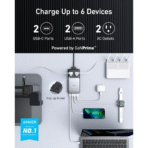 Trạm Sạc Đa Năng ANKER 727 GaNPrime A9126 100W (GaNPrime™, ActiveShield™ 2.0,  1*Wireless charging dock + 2*USB-C + 2*USB-A + 2*AC Outlets) - Ảnh 5