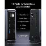 Trạm Sạc Đa Năng 14-in-1 ANKER Prime A83B6 160W (Dual-Display, 1*RJ-45 1Gbps, 2*USB-C 10Gbps, 2*USB-C 100W Max, 1*USB-A 10Gbps, 1*USB-A 12W Max, 1*3.5mm, 3*USB-A 480Mbps, 2*HDMI2.0 4K@60Hz, 1*USB-C Upstream Port) - Ảnh 6
