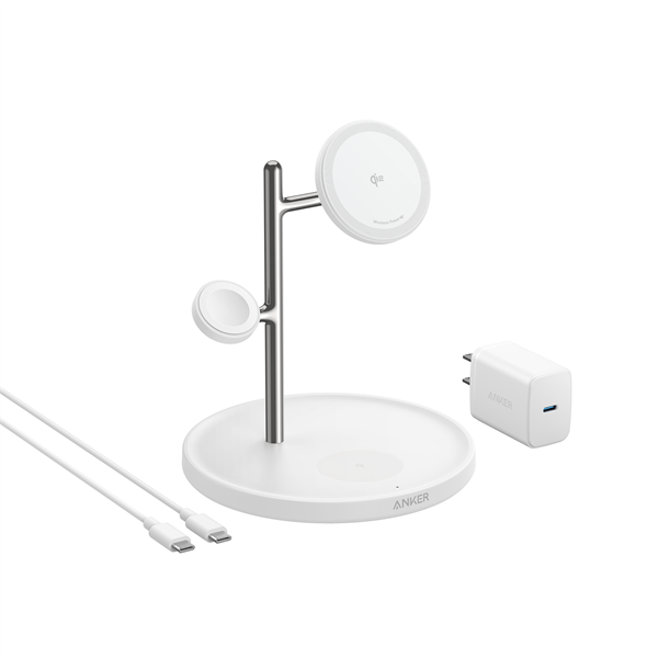 Đế Sạc Không Dây Từ Tính 3-in-1 Qi2 ANKER MagGo B25M3 15W (ActiveShield™, MultiProtect™, Kèm củ sạc và cáp sạc C to C)