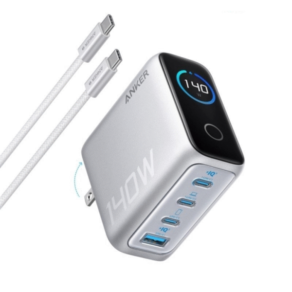 Củ Sạc Nhanh ANKER Zolo B2697 140W (ActiveShield™ 2.0, Smart LED Display, GaN Charger, Kèm Cáp Zolo C to C 240W, 3C+1A)