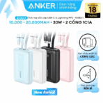 Pin Dự Phòng Kèm Cáp Type-C + Lightning ANKER Zolo A1680 10000mAh/20000mAh 30W (USB + Type-C Port, Digital Display) - Ảnh 2