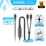 Cáp Sạc Nhanh C to 2C 2-in-1 ANKER A8895 140W (1.2m, 480Mbps, Nylon Braided Cable) - Ảnh 2