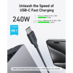 Cáp Sạc Nhanh C to C ANKER 543 A80E5 240W (0.9m, 480Mbps, Nylon Braided Cable) - Ảnh 3