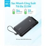 Pin Dự Phòng ANKER Zolo A110E 20000mAh 22.5W (1*Type-C + 1*USB-A Port + Type-C Built-in Cable, Digital Display) - Ảnh 6