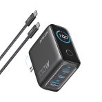 Củ Sạc Nhanh ANKER B121B 100W (ActiveShield™ 4.0, Smart LED Display, 2*Type-C + 1*USB-A port, Kèm Cáp Zolo C to C 240W)