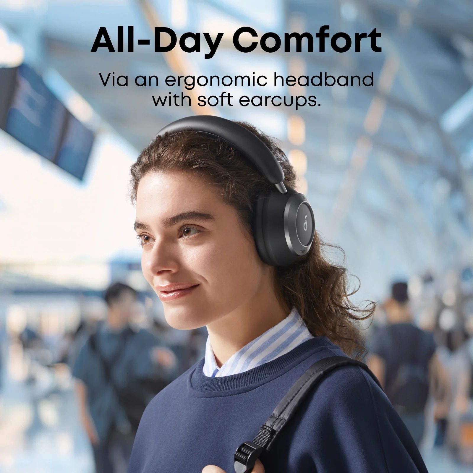 Tai Nghe Chụp Tai Không Dây SOUNDCORE Space One Pro (Bluetooth v5.3, 60H, Hi-Res Audio, Adaptive ANC 3.0, Multipoint Connection, 6 Mics Noise-Canceling, Google Fast Pair, Support App) - Ảnh 6