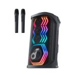 Loa Karaoke Di Động SOUNDCORE Rave 3S 200W (Bluetooth v5.3, 12H, Customizable Dynamic Light Show, Al Vocal Removal, Guitar / Mic Input, Link 100+ Speakers with Auracast, IPX5, 2 Wireless Microphones, BassUp™, Support App)