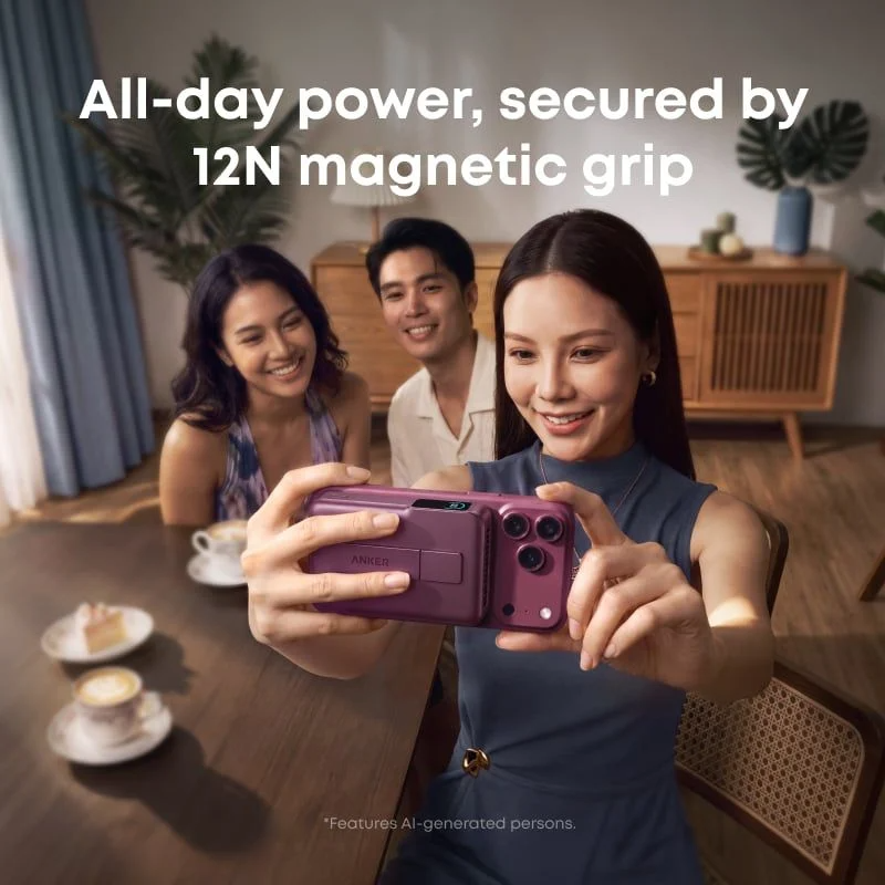 Pin Dự Phòng Không Dây ANKER MagGo 2 Pro 10000mAh 45W (Qi2.2 25W Certified, Built-in Fan, 1*Type-C port, Smart Digital Display, With Stand) - Ảnh 8